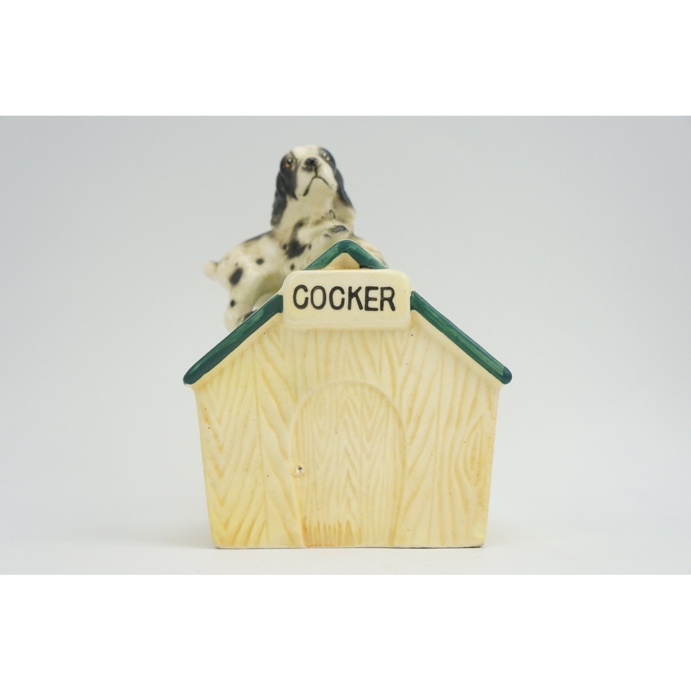 Lipper & Mann Doghouse Coin Bank Cocker Spaniel Ceramic Vintage Japan Good